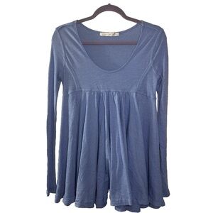 Altar’d State Blue Babydoll Tunic Top SZ Small Long sleeve Boho Flowy Y2K NWOT